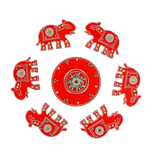 Elephant Designer Floor Rangoli/Home Decor/New year Decoration/Acrylic Traditional Handmade Rangoli/Gift for Home/Floor Decor/Indian Wedding Festival Decoration/Gift Return Gift. Size:- 9" von Aditri Creation