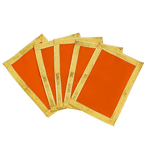 Small Pooja Orange Mat Aasan Puja Aasan Diwali Decorative Cloth Set of 5 (Size:-7 Inches X 10 Inches,) for Multipurpose Pooja Decorations Decor Item & Gifts Return Gift Article von Aditri Creation