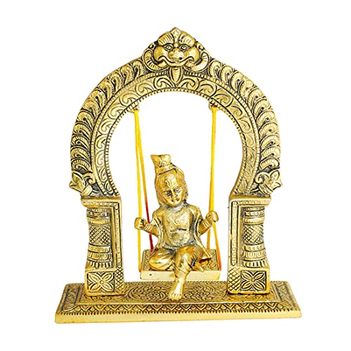 Ladoo Gopal Swing/ Metal Krishna Sitting jhula and Decorative Statue/Laddu Gopal Jhula Jhoola/Krishna Idol on Swing for Temple Pooja Puja Office Religious Showpiece/ Home Decor& Gift Item von Aditri Creation