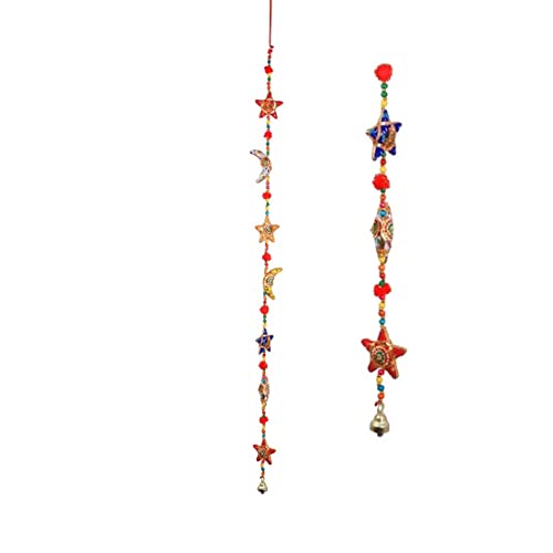 New Moon and Star Indian Traditional Hanging String Garlands Latkan with Bell Wall Hanging, Wedding Party Décor Decorations for Home Temple Bedroom Room Gifting(Size:-42") von Aditri Creation