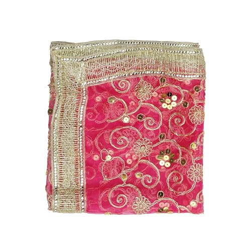 Pink Decorative Netted Cloth Pooja Chunari(Size:-40"x 20")Chunni Puja Indian Traditional Cultural Festival Decoration Chunr MATA Ki Chunri for Statue Chowki Aasan Mat Poster Frame Housewarming von Aditri Creation