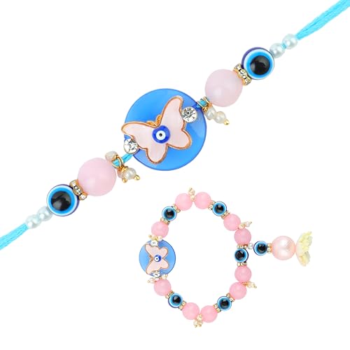 Rakhi Bhaiya Bhabhi Set of 2 Brother Bhabhi Butterfly Rakhi Lumba set Couple Pair Thread Bracelet with Rakhee Card for Raksha Bandhan Rakhi for Brother Sister Indian Traditional Festival von Aditri Creation
