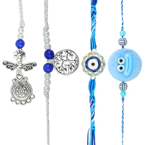 Rakhi Bhaiya Bhabhi veera Set Rakhi Lumba Set with Dora for Brother Bhabhi Set of 4 Family Rakhee Card Gift Pack Thread Bracelet Dori Kalwa for Raksha Bandhan Indian Traditional Festival von Aditri Creation