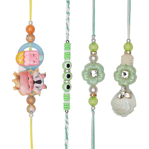 Rakhi Bhaiya Bhabhi veera Set Rakhi Lumba Set with Dora for Brother Bhabhi Set of 4 Family Rakhee Card Gift Pack Thread Bracelet Dori Kalwa for Raksha Bandhan Indian Traditional Festival von Aditri Creation