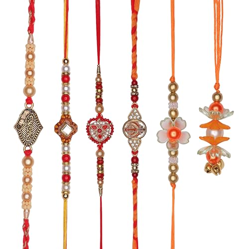 Rakhi Bhaiya Bhabhi veera set Rakhi Lumba Set with dora for Brother Bhabhi set of 6 Family Rakhee Card Gift Pack Thread Bracelet Dori Kalwa for Raksha Bandhan Indian Traditional Festival von Aditri Creation