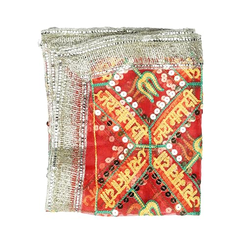 Red Decorative Netted Cloth Pooja Chunari(Size:- 20 Inche x 14 Inche)Chunni Puja Indian Traditional Cultural Festival Decoration Chunr Mata Ki Chunri for Statue Chowki Posters Frame Chaitra Navratri von Aditri Creation