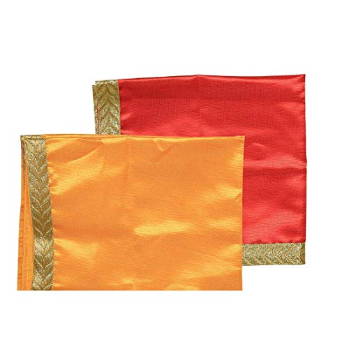 Red and Yellow Small Pooja Mat Aasan Decorative Set of 2 (Size:-12 Inches X 12 Inches,) for Multipurpose Pooja Decorations Item von Aditri Creation