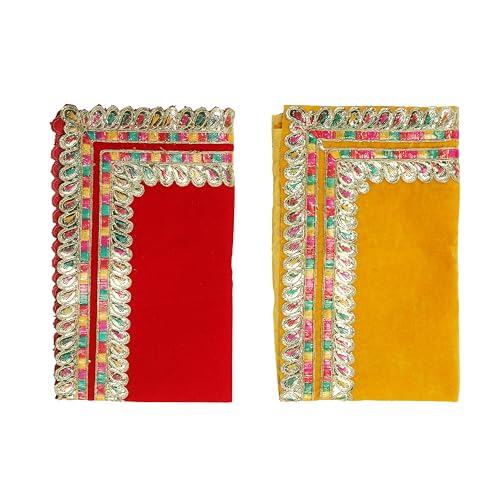 Red and Yellow Velvet Pooja Cloth Mat Aasan Decorative Cloth (Size:-11 Inches X 19 Inches) for Multipurpose Traditional Pooja Decorations Item & Pooja Article von Aditri Creation