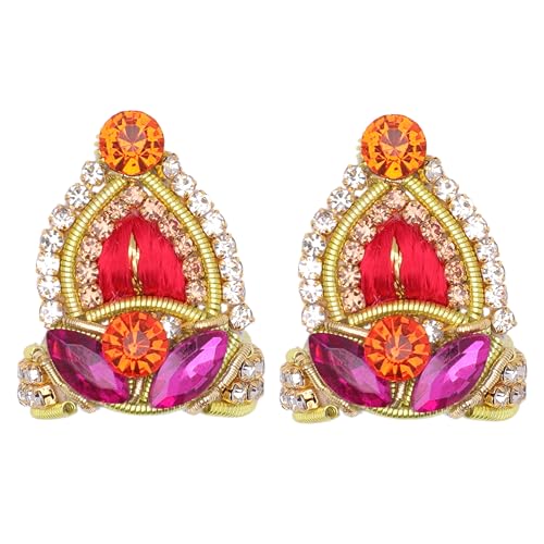 Set mit 2 Designern Ladoo Gopal Mukut für Laddu Gopal Devi Maa Radha Krishna Ganesha indische Göttin Sringar Set Gottheiten Schmuck für Gott Idol Statue Janmashtami (Idolgröße: -0) (mehrfarbig) von Aditri Creation