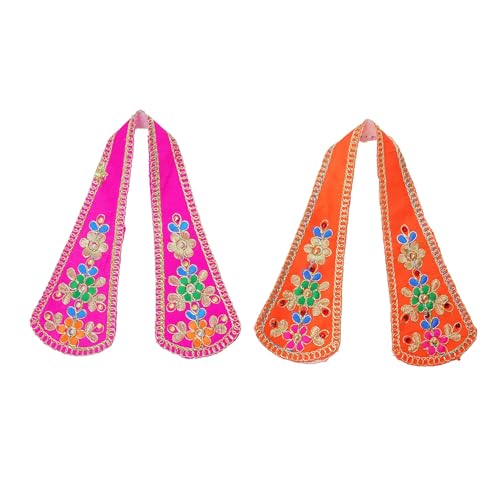 Set of 2 Decorative Puja Cloth Chunari, Pooja Chunar Ganesh Dupatta Pooja Items Articles for Indian Traditional Festival Decoration for Statue Frame Idol Temple (Size:-9 Inch x 3 Inch) (Pink,Orange) von Aditri Creation
