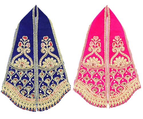 Set of 2 Ganesha Dupatta Velvet Puja Cloth Chunari Pooja Chunar Puja Articles for Indian Traditional Festival Housewarming Decoration for Idol Statue Frame Temple(Size:-12 Inch x 4 Inch)(Pink,Blue) von Aditri Creation