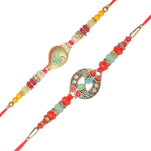 Set of 2 Rakhi for Brother Rakhi Thread Bracelet for Bhai Bhabhi Bhaiya veera Raksha Bandhan Set Dora Bracelets with Rakhi Card Gift Pack for Brother Sister Indian Traditional Raksha Bandhan Festival von Aditri Creation