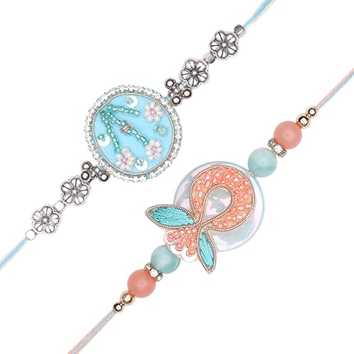 Set of 2 Rakhi for Brother Thread Bracelet for Bhai Bhabhi Bhaiya veera Raksha Bandhan Dora Set Bracelet with Rakhi Gift Card Pack for Brother Sister Indian Traditional Raksha Bandhan Festival von Aditri Creation