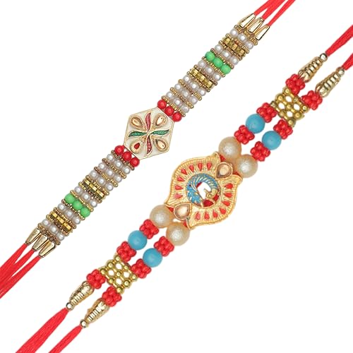 Set of 2 Rakhi for Brother Thread Bracelet for Bhai Bhabhi Bhaiya veera Raksha Bandhan Dora Set Bracelet with Rakhi Gift Card Pack for Brother Sister Indian Traditional Raksha Bandhan Festival von Aditri Creation