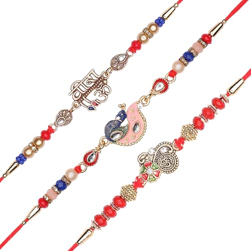 Set of 3 Bracelet Rakhi for Brother Thread for Bhai Bhabhi Bhaiya veera Raksha Bandhan Dora Set Bracelet with Rakhi Gift Card Pack for Brother Sister Indian Traditional Raksha Bandhan Festival von Aditri Creation