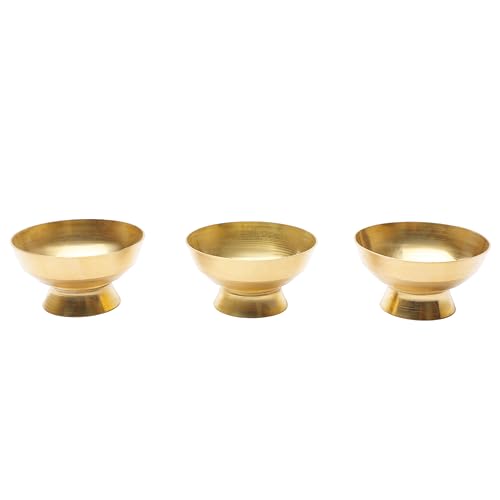 Set of 3 Decorative Pooja Bowls Multipurpose Pooja small Brass Katori Prasad Bowls Pooja Articles Indian Traditional Festival Housewarming Puja Decoration Items(Size:- 2" X 1")(Golden) von Aditri Creation
