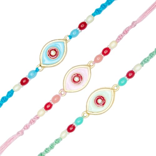 Set of 3 Rakhi for Brother Rakhi Thread for Bhai Bhabhi Bhaiya and Bhatiji veera Raksha Bandhan Rakhi Set Dora Bracelet Kalwa with Gift Pack for Brother Sister Indian Traditional Festival Rakhi von Aditri Creation