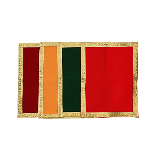 Aditri Creation Set of 4 Aaasan Pooja Mat Aasan Puja Aasan Decorative Cloth for Pooja Puja (Size:-10 Inches x 13 Inches,) for Multipurpose Pooja Decor Decorations and Gift Item Article von Aditri Creation