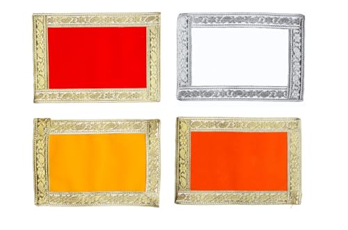 Set of 4 Aasan Pooja Mat Aasan Puja Aasan Decorative Cloth for Pooja Multipurpose Pooja Decor Indian Traditional Cultural Decoration and Gift Item Article(Size:-9 Inchesx 7 Inches) von Aditri Creation
