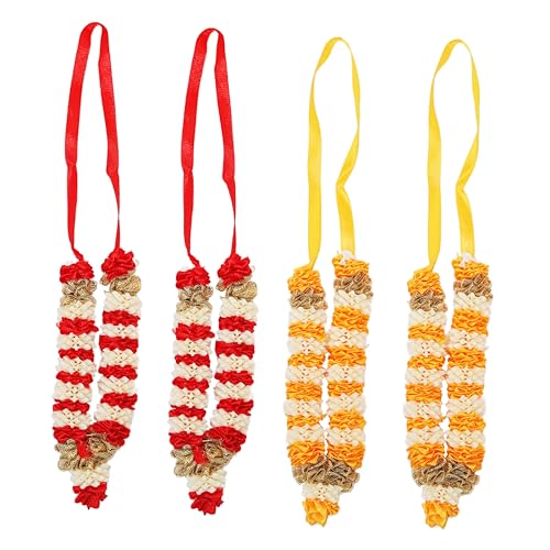 Set of 4 Artificial Flowers Ribbon Garland Haar Mala for Small Idol-Mala for God, Pooja Sringar Articles Ornament Laxmi Ganesh Mala for Decorations Indian Traditional (Size 5" Color: Red, & Orange) von Aditri Creation