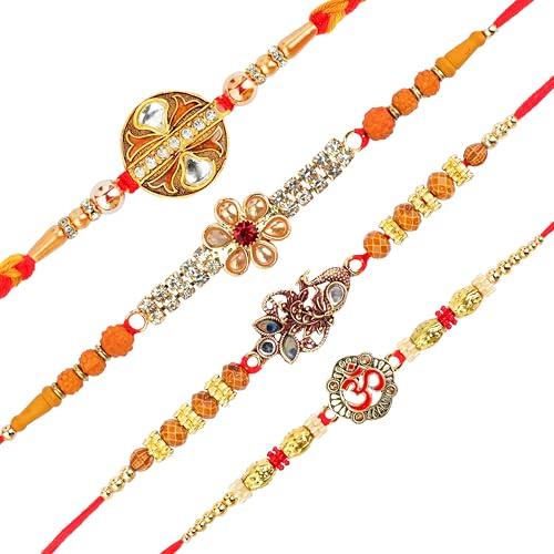 Set of 4 Rakhi for Brother Rakhi Thread Bracelet for Bhai Bhabhi Bhaiya veera Raksha Bandhan Set Dora Bracelets with Rakhi Card gift Pack for Brother Sister Indian Traditional Raksha Bandhan Festival von Aditri Creation