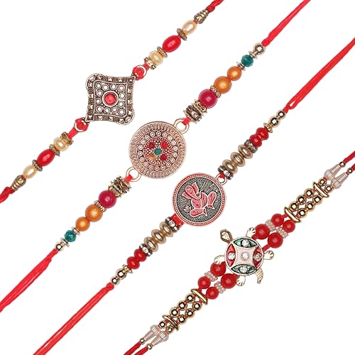 Set of 4 Rakhi for Brother Thread Bracelet for Bhai Bhabhi Bhaiya veera Raksha Bandhan Dora Set Bracelet with Rakhi Gift Card Pack for Brother Sister Indian Traditional Raksha Bandhan Festival von Aditri Creation