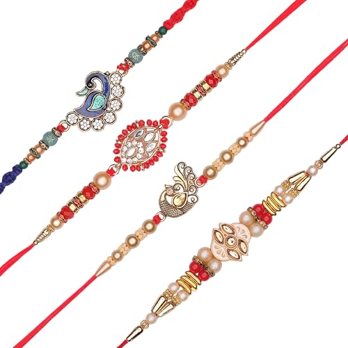 Set of 4 Rakhi for Brother Thread Bracelet for Bhai Bhabhi Bhaiya veera Raksha Bandhan Dora Set Bracelet with Rakhi Gift Card Pack for Brother Sister Indian Traditional Raksha Bandhan Festival von Aditri Creation