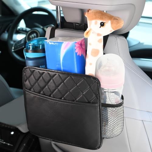 Adiwo Autositz Organizer, Auto Mülleimer zum Aufhängen, Multifunktional Wasserdicht Auto Kinder Rücksitz Organizer, Mulleimer Innenraum mit Seitentaschen von Adiwo