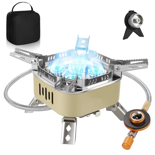 Adiwo Campingkocher 15800 W, Gaskocher mit Piezozündung und Tragebox Gas Camping Kocher Tragbar Gasbrenner Winddichter Camping Camping Gas Stove für Outdoor Picknick Trekking Wandern von Adiwo
