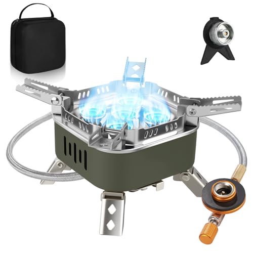 Adiwo Campingkocher 15800 W, Gaskocher mit Piezozündung und Tragebox Gas Camping Kocher Tragbar Gasbrenner Winddichter Camping Camping Gas Stove für Outdoor Picknick Trekking Wandern von Adiwo
