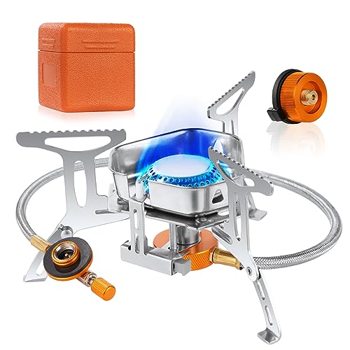 Adiwo Campingkocher 3500 W, Gaskocher mit Piezozündung und Tragebox Gas Camping Kocher Tragbar Gasbrenner Winddichter Camping Camping Gas Stove für Outdoor Picknick Trekking Wandern von Adiwo