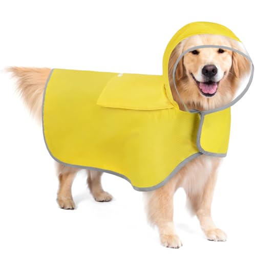 Adiwo Regenmantel für Hunde, Mit reflektierenden Kanten Hunde Regenjacke, Einstellbare Hunde Regencape Kapuze, Gelb Adiwo Regenmantel für Hunde, Mit reflektierenden Kanten Hunde Regenjacke, Einstellbare Hunde Regencape Kapuze, Gelb von Adiwo