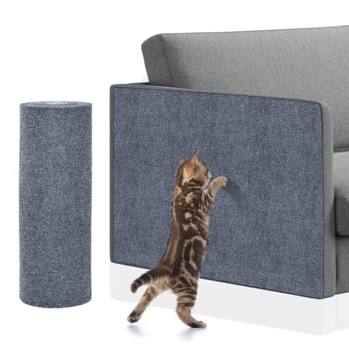 Adiwo Selbstklebend Kratzteppich Katze Wand, 30 * 100cm Kratzbrett Katzen DIY Kletterkatzenkratzer Kratzmatte Katze Kratzbretter Wand Katzenkratzbretter für Katzenbaum Regal Katzenwand usw Hellgrau von Adiwo