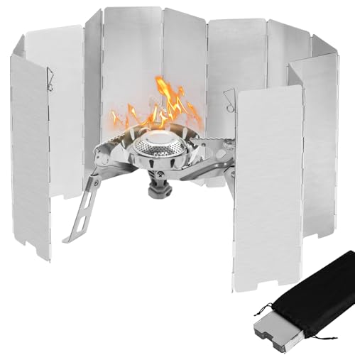 Adiwo Windschutzscheiben für Camping, 12 Stück windschutz für gaskocher, Faltbar Aluminium Windschutz, Camping Gasherd Windschutz Kochgeschirr Ausrüstung camping kocher Windscreen von Adiwo