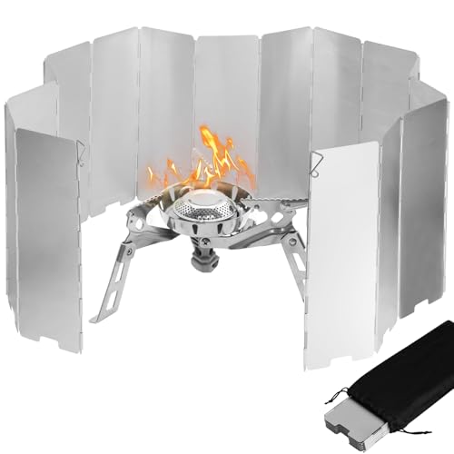 Adiwo Windschutzscheiben für Camping, 16 Stück windschutz für gaskocher, Faltbar Aluminium Windschutz, Camping Gasherd Windschutz Kochgeschirr Ausrüstung camping kocher Windscreen von Adiwo