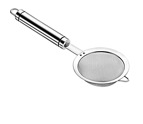 Adjaso 8,4 cm 304 Edelstahl Feinmaschiges Sieb für Küche, Sieb-Skimmer mit Griff, Metallsiebe Siebe von Adjaso
