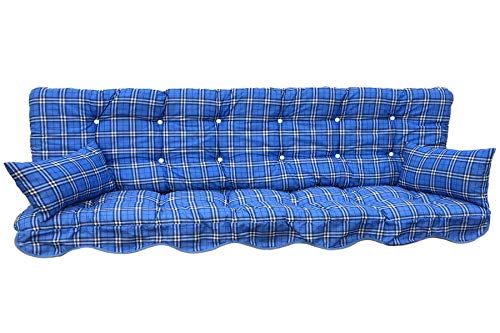 Adlatus-Kühnemuth Polsterauflage Hollywoodschaukelauflage Modell 933 modernes Design blau-weiß-kariert(150 x 50 cm Hollywoodschaukelauflage) von Adlatus-Kühnemuth