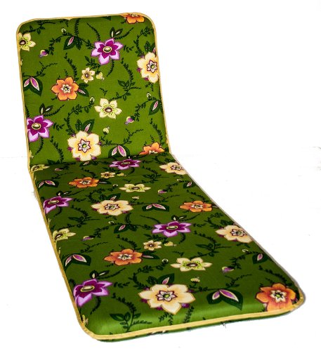 Polsterauflage Gartenstuhlauflagel Modell 330 grün mit Blumen (175x50 cm Relaxliegenauflage) von Adlatus-Kühnemuth