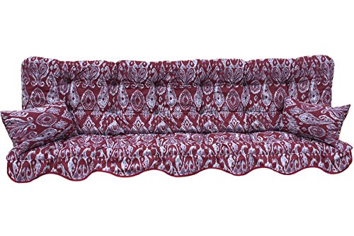 Adlatus-Kühnemuth Polsterauflage Hollywoodschaukelauflage Modell 934 Bordeaux grau Gemustert (180 x 50 cm Hollywoodschaukelauflage) von Adlatus-Kühnemuth