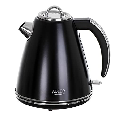 Adler AD 1343 Wasserkocher aus Metall, 1,5 l, Schwarz von ADLER