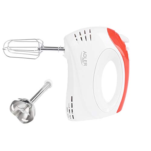 Adler AD 4212 2 in 1 Hand Mixer to mix Handrührgerät, weiß/rot von ADLER