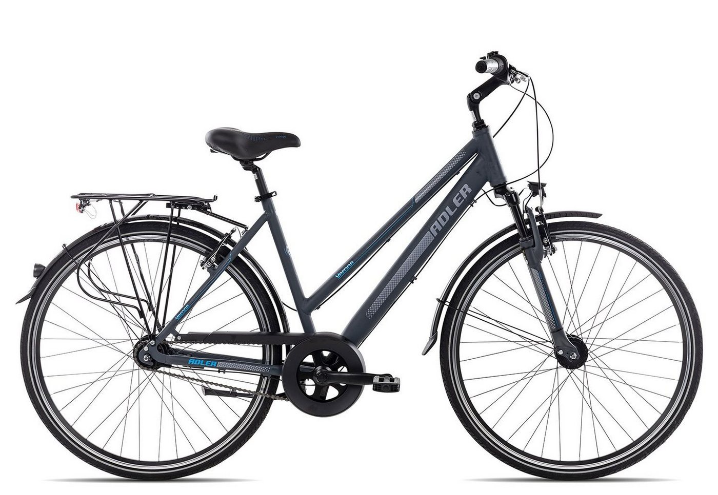 Adler Cityrad Verona Nexus Trapez, 7 Gang Shimano Nexus 7 Rücktritt Schaltwerk, Nabenschaltung Rücktritt, Citybike schwarz/grau von Adler