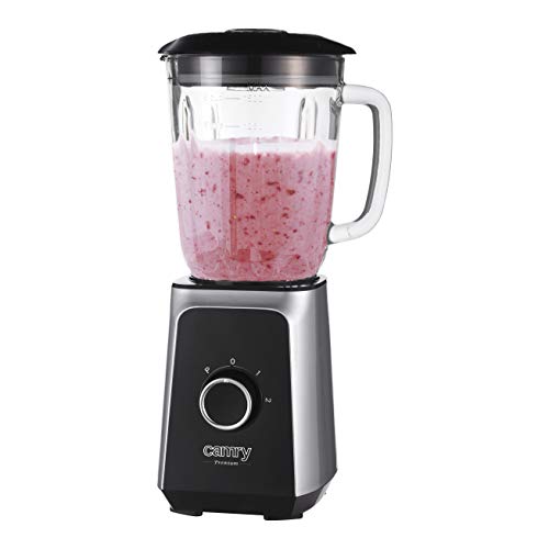 CAMRY CR 4077 Standmixer mit 1,5l Glasbehälter, Smoothie Maker, Hochleistungsmixer, Mahlung, Eis-Zerkleinerung, Pulsfunktion, Edelstahlklingen, 2 Geschwindigkeiten, 1000W, schwarz/silber von CAMRY