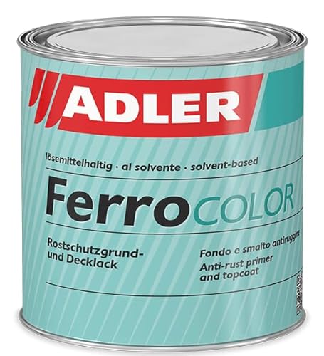 ADLER Ferrocolor - RAL9005 Tiefschwarz 750 ml - 3in1 Rostschutzfarbe - Metallfarbe mit speziellem Rostschutz für Metall Eisen, Stahl, Zink und Aluminium innen und außen - Metalllack von ADLER