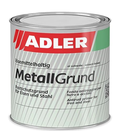 ALDER Metallgrund - 750 ml Grau - Grundierung & Korrosionsschutz für Eisen und Stahl, für innen und außen von ADLER