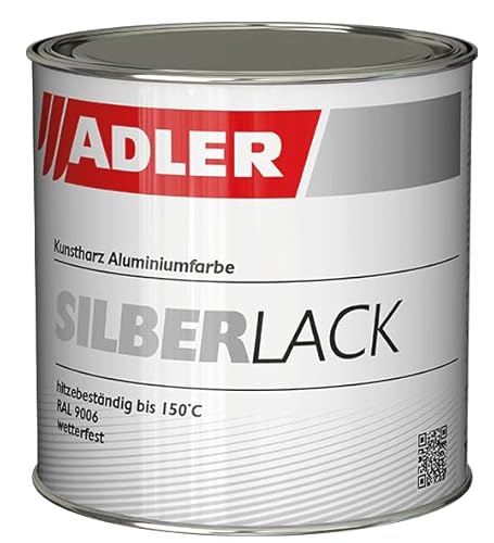 ADLER Silberlack für Holz & Metall - 375 ml - Innen & Außen - Seidenglänzender Silber Effekt - Umweltfreundlich, Wetterfest & Hitzebeständig mit starkem Rostschutz von ADLER