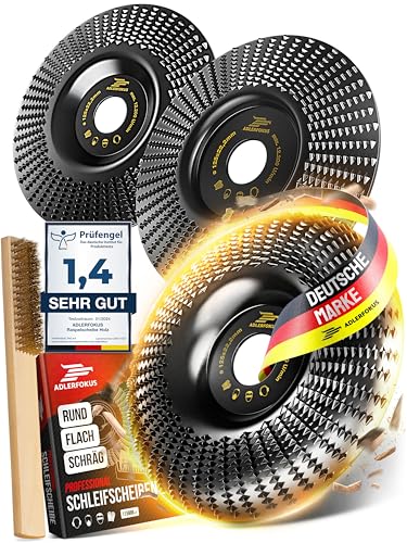 Adlerfokus Holz Schleifscheibe 125mm Set Winkelschleifer [EXTRA SCHARF] Flexscheibe für Holz - Wurzelfräse - Lackfräse - Baumstumpffräse - Raspelscheibe - Schleifen mit einer Flex Schleifscheibe von Adlerfokus