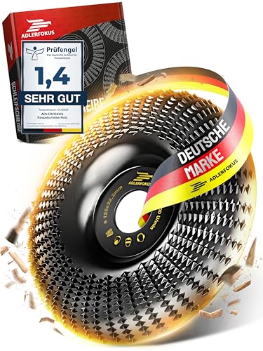 Adlerfokus Holz Schleifscheibe 125mm Winkelschleifer [EXTRA SCHARF] Flexscheibe für Holz - Wurzelfräse - Lackfräse - Baumstumpffräse - Raspelscheibe - Schleifen mit einer Flex Schleifscheibe von Adlerfokus