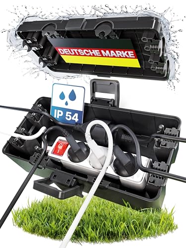 Adlerfokus Kabelbox wasserdicht IP54 [Das Original] Safe Box - Sicherheitsbox - Outdoor Box wasserdicht - Steckerschutz aussen wasserdicht - Wetterfeste Elektrobox - Schutzbox von Adlerfokus