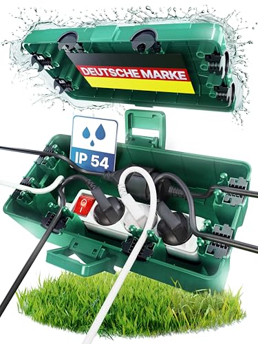 Adlerfokus Kabelbox wasserdicht IP54 [Das Original] Safe Box - Sicherheitsbox - Outdoor Box wasserdicht - Steckerschutz aussen wasserdicht - Wetterfeste Elektrobox - Schutzbox von Adlerfokus